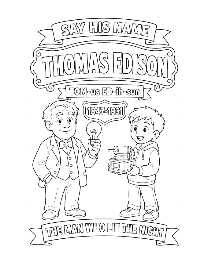 Free Thomas Edison coloring page